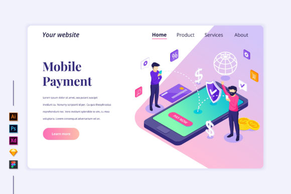 Isometric Online Payment Landing Page: Modern Design for Seamless Transactions