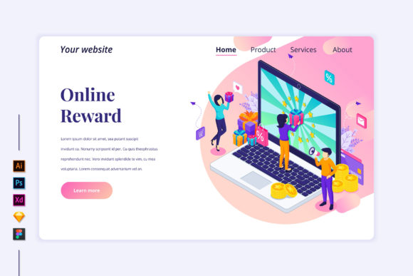 Isometric Online Reward Landing Page: A Creative Solution for Modern Designers
