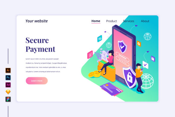 Isometric Secure Payment Landing Page: Modern Design for Online Transaction Safety